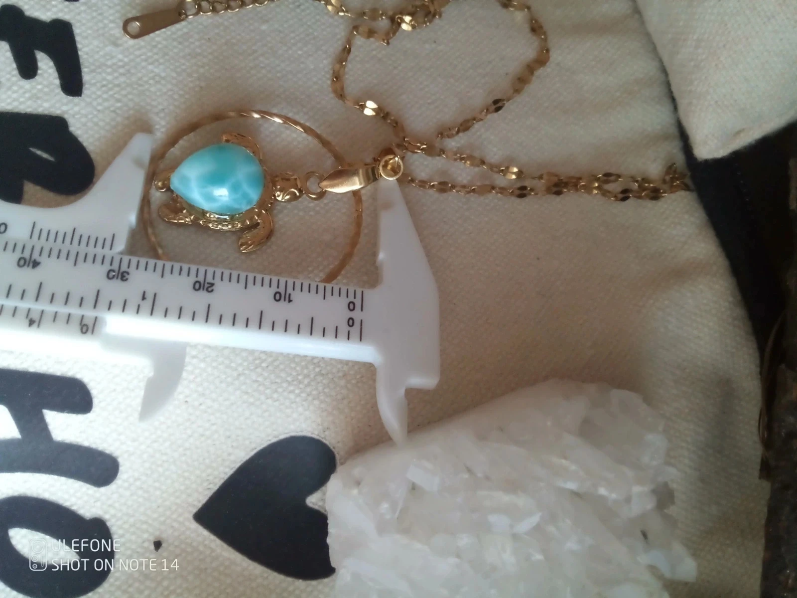 Collier tortue acier inoxydable et pierre de larimar – photo 2